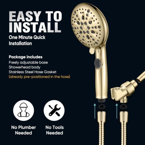Cobbe 9 Spray Modes Handheld Shower Head, Water-Saving, Gold - Image 6