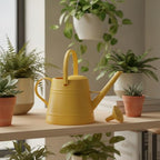 1 Gallon Plastic Watering Can with Long Spout & Dual Handles for Indoor Plants, Hanging Baskets - White, Yellow, Green, Gray - Image 2