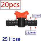 20pcs Drip Irrigation Mini Valve 4/7 3/8/10/12/16/20 /25mm Pipe Garden Tap 1/2 quot; 3/4 Male Thread Water Hose Barb Connector(H) - Image 2