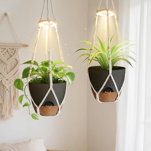 2 Pack Self Watering Hanging Planters with Grow Light for Indoor Plants by Unknown