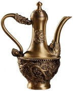 Menolana Brass Vessel Vintage Pot Copper Antique Decorative Relief Dragon Immortal Bird Handled Spout Suitable for Shelf Table Cabinet Display 12.5cmx15.5cm by Unknown