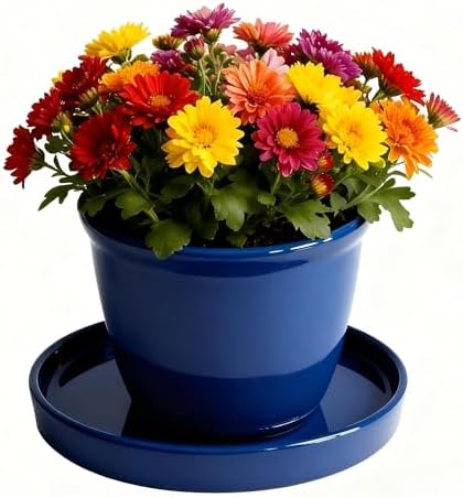 Yukfona Ceramic Plant Saucer Pot Tray 6, 8, 10 Inch Blue, Planter Saucers for Indoors Outdoor, Durable Sturdy Flower Drainage drip Water Tray for Glazed Pots Base - Image 4