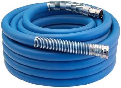 Guitrees 2026 Upgraded Garden Hose 25FT x 5/8", Heavy Duty Rubber Water Hose with Five Layered Braiding, Swivel male and female Nickel-plated Brass Fittings, 1000PSI Burst, 300PSI Working (Blue) by Guitrees