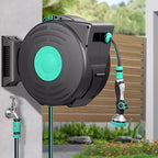 Heavy Duty Water Hose Holder, Garden Hose Reel Wall Mounted, 25M/82Ft 1/2inch Auto Retractable Hosepipe Wall-Mounted on Reel Portable 180° Swivel 8-in-1 Jet or Spray,Hose Bracket - Image 3