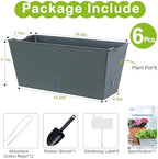 Window Box Planter 6 Pcs, 16.5 Inches Self Watering Rectangle Flower Plant Pots with Drainage Holes Trays, Vegetable Planters for Windowsill Patio Garden Balcony Porch Yard (Dark Green) - Image 6