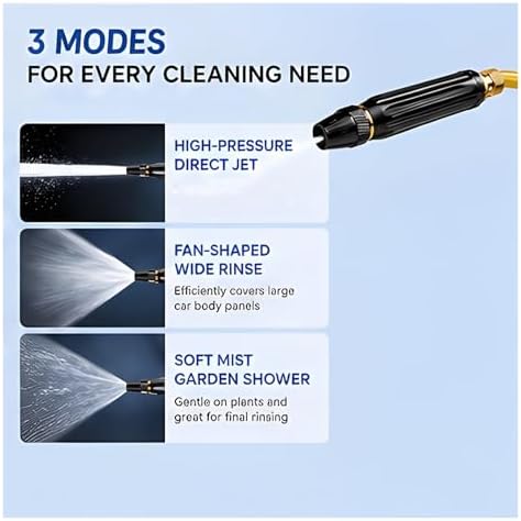 Adjustable Twist Brass Heavy Duty Hose Nozzle Solid Metal Garden Water Spray Patterns Nozzle Sprinkler High Pressure Jet Sweeper Power Washer Attachment for Car Washing Plants Alloy Sprayer(1 PC) - Image 4