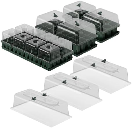 Vego garden Ultimate Seed Starting Bundle, 2Packs Giga,8 Pack Jumbo,8 Pack Standard Seedling Trays with Seedling Tray Lids and 10" x 20" Bottom Watering Trays by Unknown