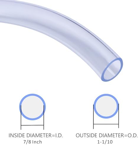 DERNORD PVC Tubing 7/8"ID X 1-1/10"OD Flexible Clear Vinyl Hose 50 Feet for Food Grade - Image 2