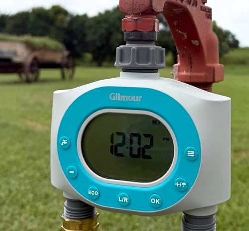 Gilmour Dual Outlet Water Timer for Garden Hose, Programmable Automatic Watering System, LCD Screen, Rain Delay, Battery Operated - Image 7