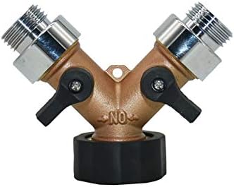 Leak-Proof Pipe Hose Fittings Brass 2-Way Garden Faucet 3/4 Female Thread to 1/2 3/4 Y Irrigation Valve Manifold Quick Connector Garden 1 Set (Color : BSP B) - Image 6