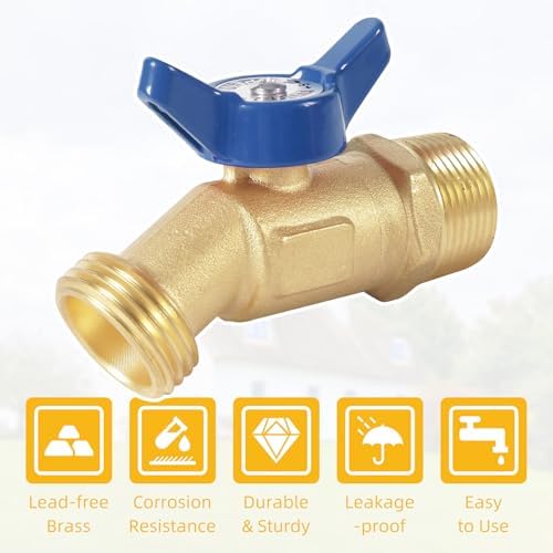 12 Pack Hose Bibb Brass Water Spigot, 3/4" Male NPT Inlet x 3/4" Male GHT Threaded Garden Hose Outlet Connector, 1/4-Turn Sillcock Hose Bibb Valve (3/4" x 3/4", Blue) - Image 5