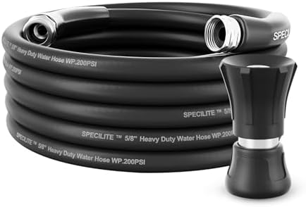 SPECILITE 5/8" Hot/Cold Garden Rubber Hose 25 ft with High Flow Nozzle by SPECILITE