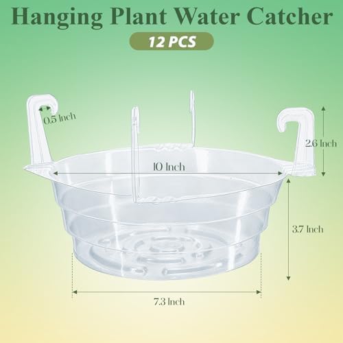 10" 12-Pack Clear Hanging Plant Basket Drip Pans Water Catcher Tray - Image 2