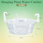 10" 12-Pack Clear Hanging Plant Basket Drip Pans Water Catcher Tray - Image 2