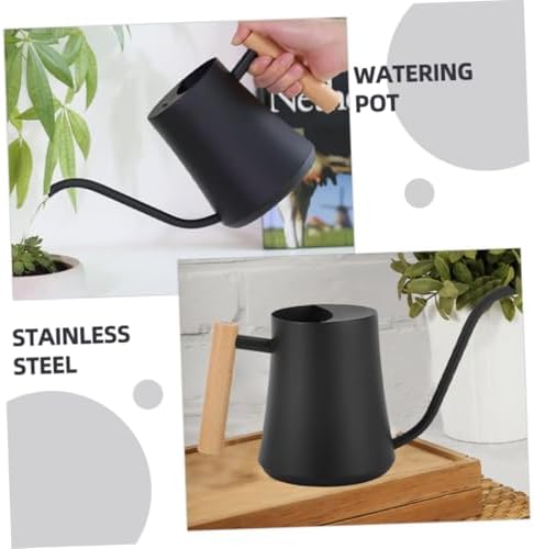 Garden Watering Can with Wooden Handle Vintage Stainless Steel - Image 4