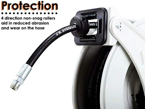 ReelWorks Oil Hose Reel Retractable 1/2" Inch x 50' Foot Long Premium Commercial SAE100R1AT Hose Max 2320 PSI Industrial Dual Arm Steel Construction - Image 2