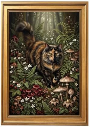 Gold Vintage Framed Still Life Wall Art, Moody Botanical Print by Unknown