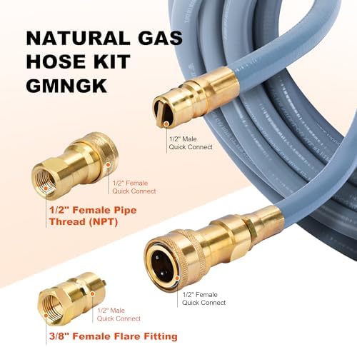 GENMAX GMNGK 25 Ft 1/2 Inch CSA-Certified Natural Gas Hose with Quick-Connect Fittings for Most Generators, BBQs, Grills & NG Appliances - Image 2