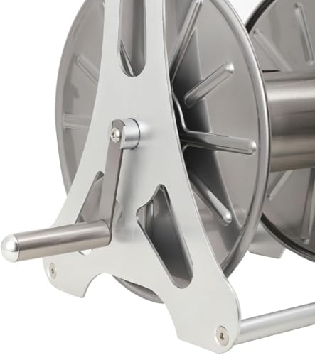 1/2in Stainless Steel Garden Hose Holder Kit, Wall Mounted Garden Hose Reel 50m Capacity Water Hose Storage Rack With 360° Rotatable Handle For Home Garden Lawn Silver #003 - Image 3