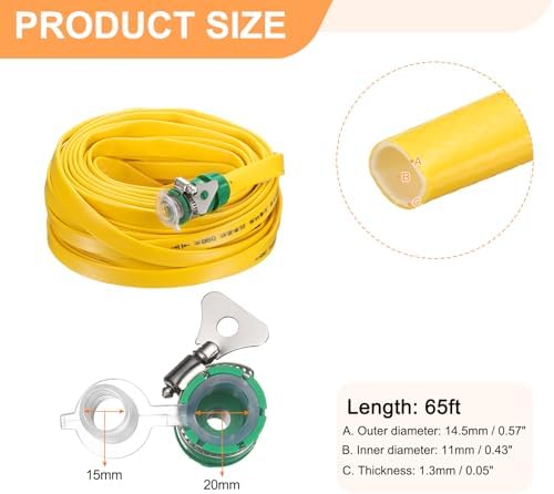 HARFINGTON Garden Hose 65ft Durable TPE Anti-Kink Water Hose Non-Expanding Flexible Yard Hose with Universal Water Connector Fittings for Outdoor Watering Cleaning House Car Wash, Yellow - Image 2