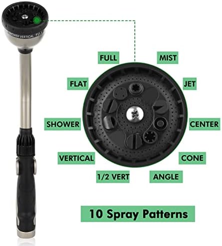 RESTMO Watering Wand Heavy Duty with 10 Spray Patterns, Heavy Duty Metal Water Hose Sprayer with 9 Spray Patterns, High Pressure | On/Off Valve, Ideal for Outdoor Lawn & Garden Watering, Car & Pet Was - Image 4