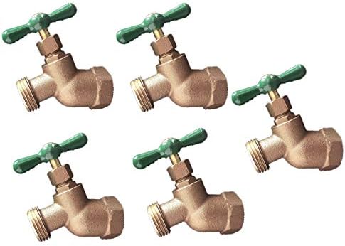 EZ-FLUID PLUMBING 1/2" FIP X 3/4" MHT Male Hose Threaded Hose Connector Hose Bib,Heavy Duty Brass No-Kink Hose Bibb Water Faucet,Outdoor Garden Hoses Spigot Shut Off Valve Hose Facuet Bibs (5 Packs) by EZ-FLUIDPlumbingProducts