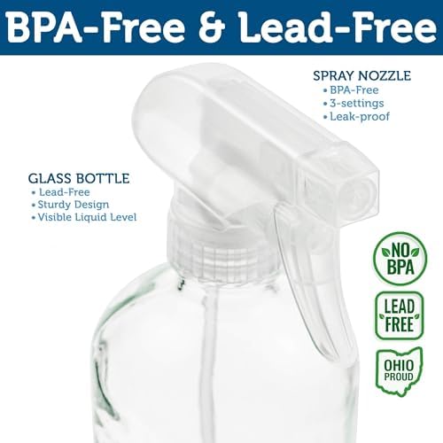 Large Clear Glass Spray Bottles, Empty, Refillable, Water, Fine Mist 16 oz - Image 2