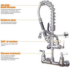 MSTJRY Commercial Faucet with Sprayer 20" Height, 8" Center with 8" Spout Commercial Wall Mount Kitchen Sink Faucet Pre Rinse Sprayer,for 1/2 Compartment Sink (Polished Chrome,Brass) - Image 3