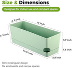 4 Pack Self Watering Pots for Indoor Plants 17 Inches Window Boxes Planters Rectangular Flower Pots Rectangle Herb Pots Large Plant Pots with Drainage Holes and Saucers Windowsill Planter, Green - Image 3