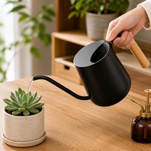 Stainless Steel Watering Can Gooseneck Watering Can Modern for Houseplants, Balconies, Green - Image 7