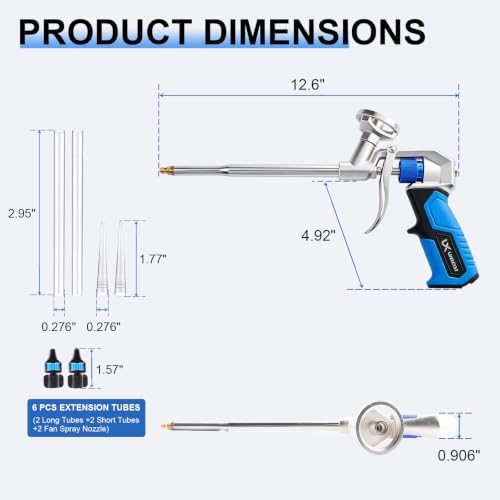 Professional Spray Foam Gun Heavy Duty Metal with 6 Extenders - Image 6