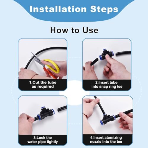 ERRULAN Commercial Misting Water Cooling System, Adjustable Water Flow Spray Kit for Restaurant, Bar, Café & Outdoor Seating, Heat Relief Cooling System - Image 7
