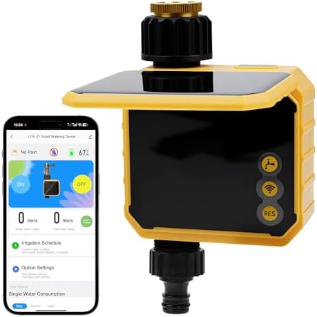 WiFi Water Timer, Smart Solar Irrigation Controller, Programmable Sprinkler Timer with Rain Delay & Manual Override, for Garden, Lawn & Yard Drip System by Oubit