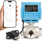 U.S. Solid 1/2 inch NPT WiFi Smart Motorized Ball Valve, NSF Certified Stainless Steel 3-Way 4-Position Electric Valve for Drinking Water, HVAC, Solar Bypass; USB Powered with LED Flow Window by USSolid