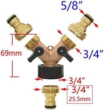 Pipe Fittings Brass 2-Way Garden Faucet Female Thread 3/4 Y Irrigation Valve Manifold Quick Connector Garden Hose Manifold 1 Set (Color : BSP) - Image 3