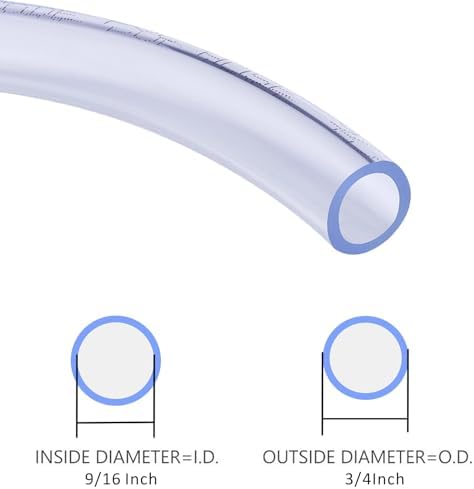 DERNORD PVC Tubing 9/16"ID X 3/4"OD Flexible Clear Vinyl Hose 50 Feet for Food Grade - Image 2