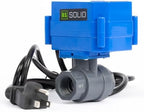 U.S. Solid 1/2" Motorized Ball Valve with US Plug 110VAC UPVC Electrical Ball Valve, Auto Return, Normally Closed by USSolid