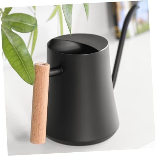 Beavorty Metal Indoor Watering Can with Long Spout and Wooden Handle, Stainless Steel Gardening Watering Pot for Indoor and Outdoor Plants, Vintage Style Black Kettle for Flower Care - Image 4