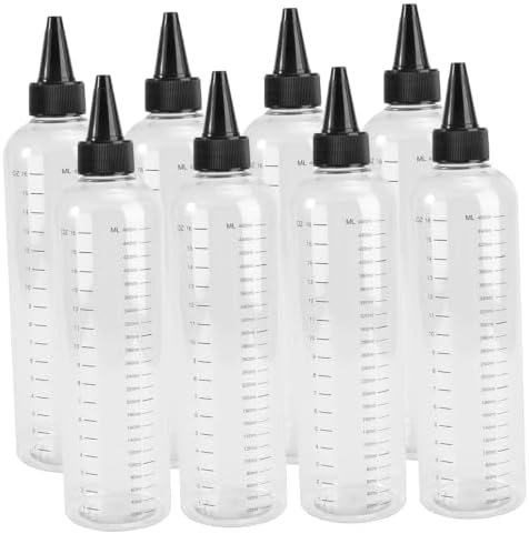 Hemoton 8pcs Oz Plastic Squeeze Bottle with Measurements, Graduated Pet Sauce Dispenser Bottle for Precise Dispensing and Reusable Use in Laboratory and Daily Storage by HEMOTON