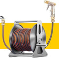 Garden Hose Reels with with Hose and Nozzle, Wall Mounted/Portable Water Hose Reel with Crank, Stainless Steel Water Pipe Storage Shelf Reel Holder, Reel Cart Hose Caddy for Watering Washing by Fadiadem