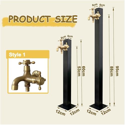 Freestanding Hose Stand Vertical Garden Water Tap, Outdoor Stainless Steel Water Column with Faucet, Freeze Proof Yard Hydrant Spigot for Patio Backyard(Square A,Height: 80cm/31.5in) - Image 2