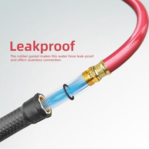 50 ft Heavy Duty 3/4” Red Garden Hose, Solution4Patio, Male/Female Fittings - Image 4