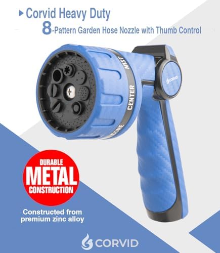 10-Pack Corvid Heavy Duty 8-Pattern Garden Hose Nozzle with Thumb Control, Adjustable High-Pressure Watering Spray Nozzle with Ergonomic Handle - Perfect for Lawn & Garden, Car Wash, Pet Cleaning - Image 4