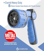 10-Pack Corvid Heavy Duty 8-Pattern Garden Hose Nozzle with Thumb Control, Adjustable High-Pressure Watering Spray Nozzle with Ergonomic Handle - Perfect for Lawn & Garden, Car Wash, Pet Cleaning - Image 4