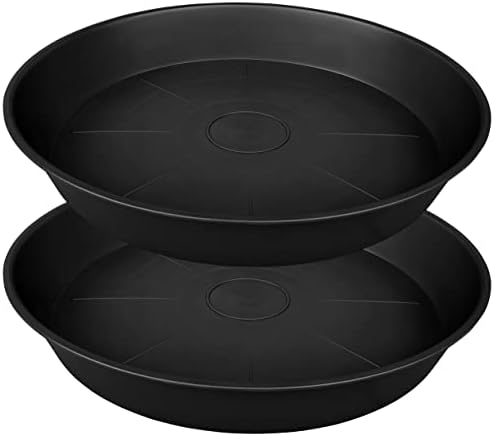 2 Pack of 20 22 inch Plant Saucer, 3.6" Depth Tray, Large Deep Heavy Duty Saucers for Pots, Garden Plastic Flower Plant Trays for Indoors Outdoor, Tray for Planter 19-23" (Black) by Bleuhome