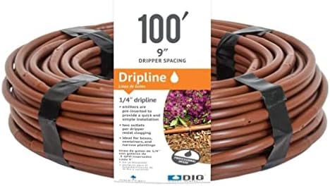 DIG ¼” 100’ MICROLINE™ Dripline - Enhanced 9” Emitter Spacing, UV-Resistant, Perfect for Diverse Garden Layouts (Brown) SHB109 by DIGCorp%7CDripIrrigation%E2%80%93MicroIrrigation