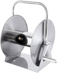 Stainless Steel Garden Hose Reel with Crank, Wall Mount/Freestanding, Includes Leader Water Pipe, Fits 5/8" x 75ft or 1/2" x 130ft Hose for Yard and Patio Use Silver One Size by Awjaisca