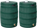 Good Ideas Rain Wizard Water Collection Barrel, 50 Gallon, Green, 2 Pack by GoodIdeas