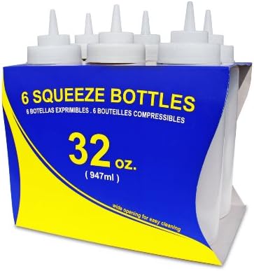 New Star Foodservice Plastic Squeeze Bottles, 32oz, Clear, 6 pk - Image 4