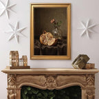 Gold Vintage Framed Still Life Pomegranate and Rose Wall Art Print - Image 4